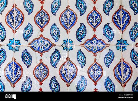 Types Of Ceramic Tiles With Arabic Ornament Blue Floral Pattern