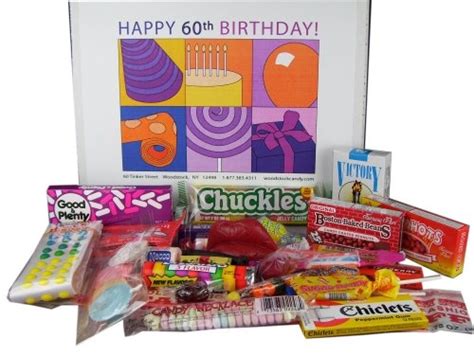 60th Birthday T Basket Box Of Retro Candy Jr 2495 Nostalgic