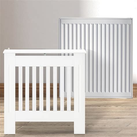 Homcom Mdf White Slatted Vertical Radiator Cover Wilko