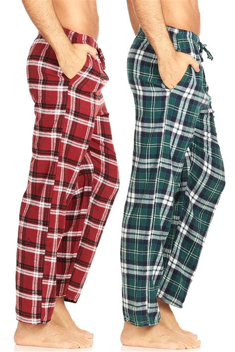 Mens Cotton Super Soft Flannel Plaid Pajama Pants Lounge Bottoms With