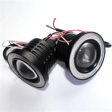 New Waterproof Projector LED Fog Light With Lens Halo Angel Eye Rings