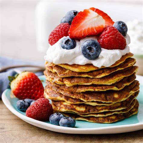 Genius Cream Cheese Keto Pancakes with Berries and Whipped Cream - Keto ...