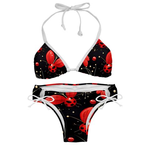 Seven Starred Ladybird Swimsuit Women Bikini Sets Detachable Sponge Adjustable Strap Swim Suits