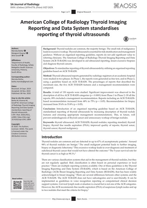 Pdf American College Of Radiology Thyroid Imaging Reporting And Data