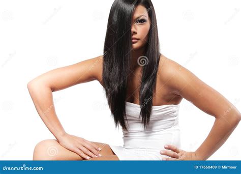 Girl With Long Black Hair Stock Image Image Of Cute 17668409