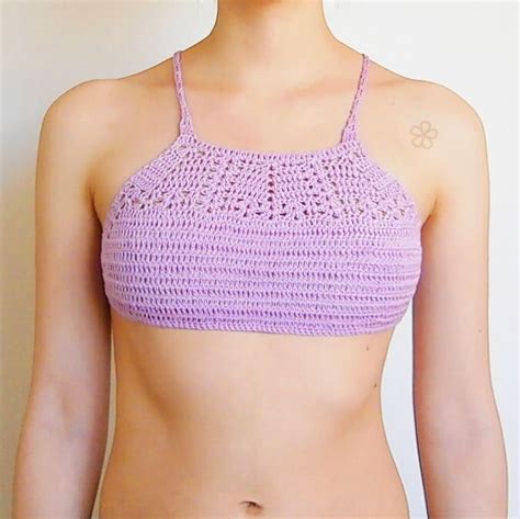 Boho Bralette Bikini Top Crochet Pattern The ALONDRA Halter Bikini Top Crochet Pattern