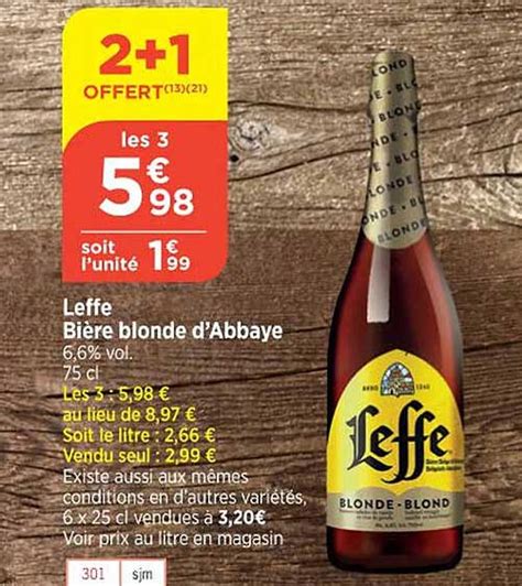 Promo Leffe Bi Re Blonde D Abbaye Chez Atac Icatalogue Fr