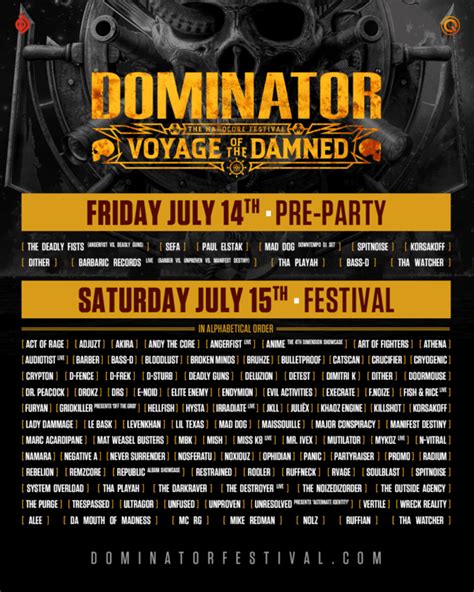 This Is The Full Line Up For Dominator Festival 2023 Voyage Of The