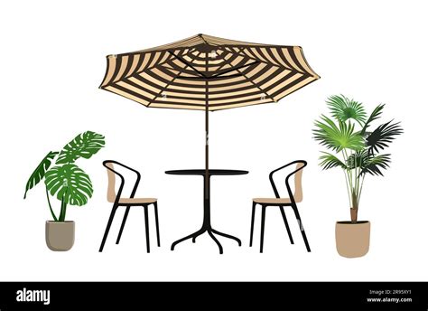 Summer street cafe, restaurant scene vector art Stock Vector Image