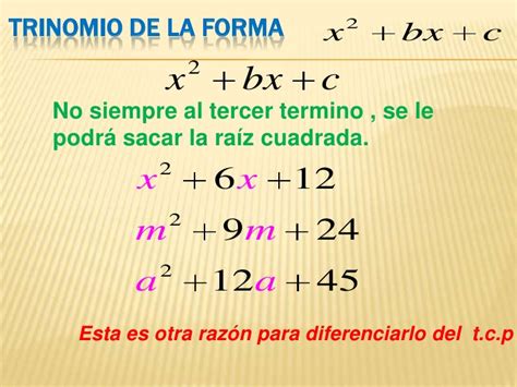 Trinomio De La Forma X2 Bx C