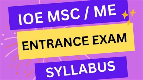 IOE MSC Entrance Exam Syllabus ME Entrance Syllabus IOE Master