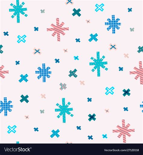 Winter Hand Drawn Snowflakes Seamless Pattern Vector Image