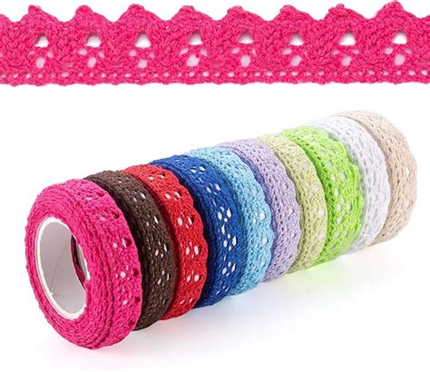 10 Rollen Farbe Spitzenband Selbstklebende Bunt Borte Vintage Dekoband