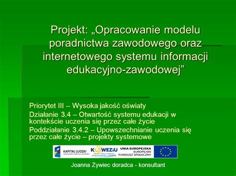 Projekt Opracowanie Modelu Poradnictwa Zawodowego Oraz Internetowego