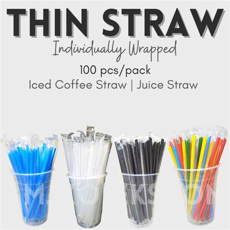 Thin Straw Iced Coffee Straw 100pcs Individually Wrapped Shopee