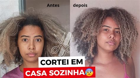 Como Corta O Cabelo Cacheado Crespo Curto Em Casa Sozinha Corte De