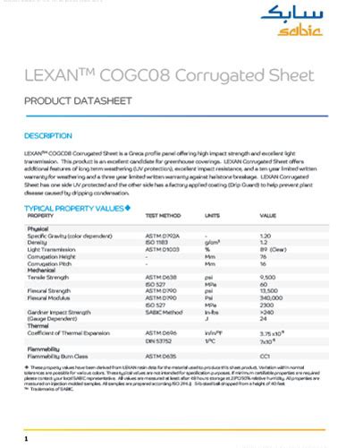 Lexan Greca Corrugated Data Sheet Duralight Plastics