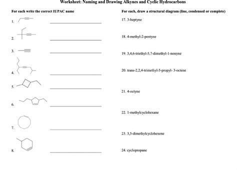 Alkenes And Alkynes Worksheet And Key