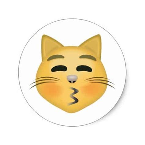 Kissing Cat Face With Closed Eyes Emoji Classic Round Sticker - EmojiPrints