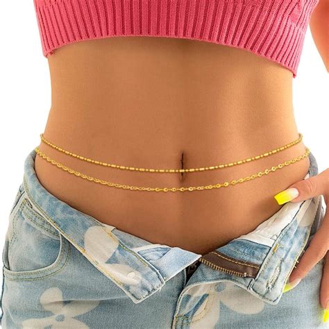 Amazon Wriidy Layered Body Chain Gold Waist Chain Women Bikini Belly Bracele Stomach Chains