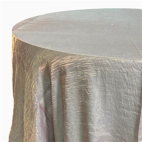 Champagne Gold Crushed Satin Tablecloth Rental AM Linen Rental Show