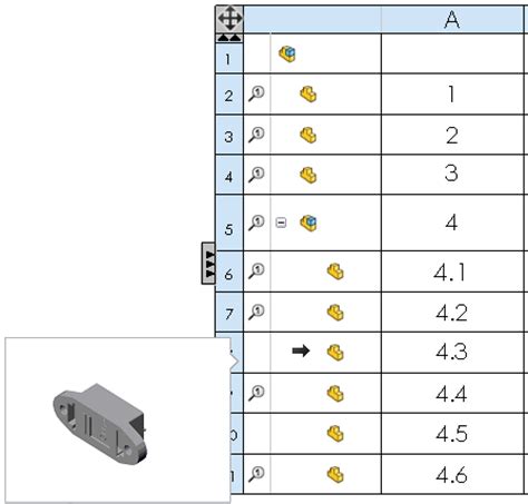 BOM 어셈블리 구조 표시 2020 SOLIDWORKS 도움말