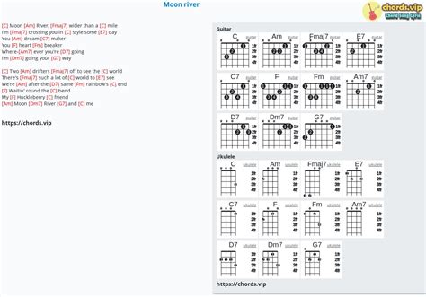 Chord: Moon river - tab, song lyric, sheet, guitar, ukulele | chords.vip