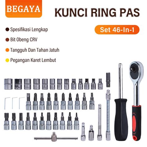 Jual Begaya Spanner Sets Kunci Pas Ratchet Gj Tool Boxes Alat Obeng