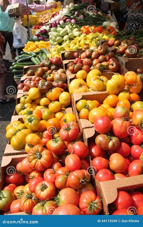 Fruit And Vegetable Stand At Farmers Market Stock Image Image Of