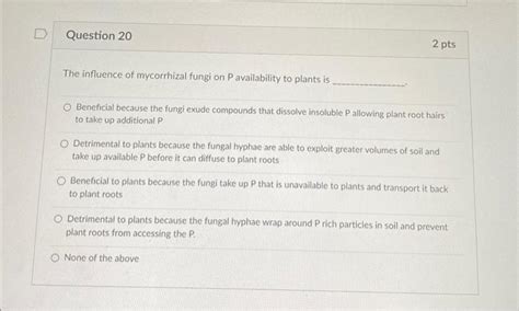 Solved The Influence Of Mycorrhizal Fungi On P Availability Chegg