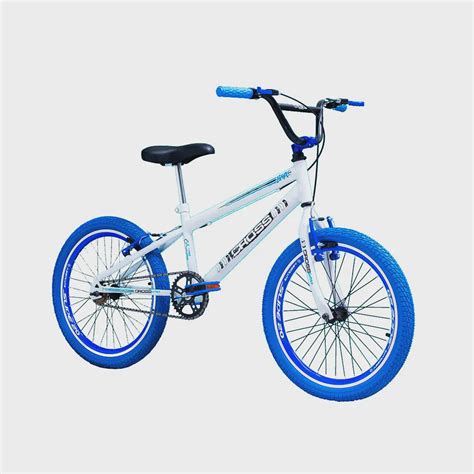 Bicicleta Aro 20 Bmx Cross Freestyle Aero Branca Pneu Azul Submarino