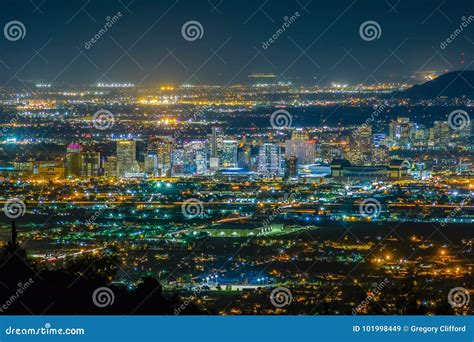 Phoenix Cityscape At Night Stock Image Image Of Architecture 101998449