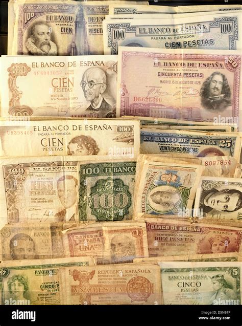 Assorted spanish peseta banknotes Stock Photo - Alamy