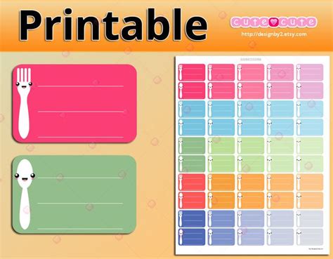 Kawaii Meal Plan Stickers - Printable Planner Stickers