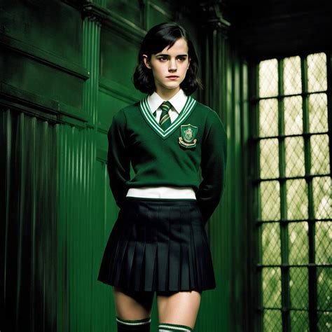 Young Emma Watson Black Hair Wearing A Slytherin U By Denkideck On