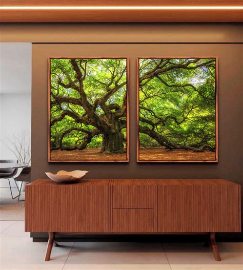 Quadros Árvore Folhas Verdes Canvas Moldura Duo 160x120 Elo7