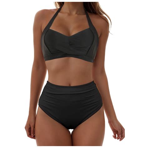 Huesdet Women S High Cut String Triangle Bikini Set Swimsuits Sexy Bathing Suits Piece D Black