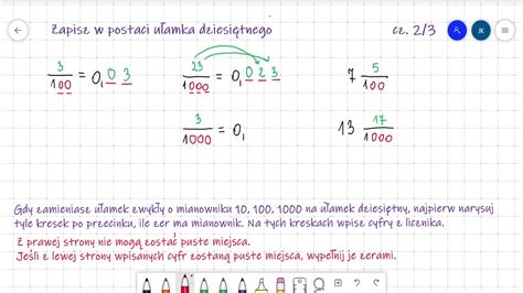 Zamiana Ułamków I Liczb Mieszanych Na Ułamki Dziesiętne Z Zerami Tuż