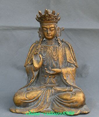 Antique Tibet Bronze Buddhism Seat Kwan Yin Guanyin Quan Yin Goddess