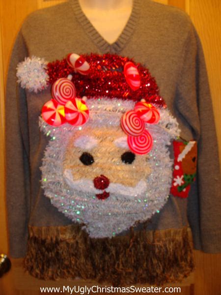 Mens Funny Ugly Christmas Sweater with Lights and Music 3D