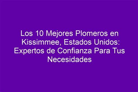 Los 10 Mejores Plomeros En Kissimmee Estados Unidos Expertos De