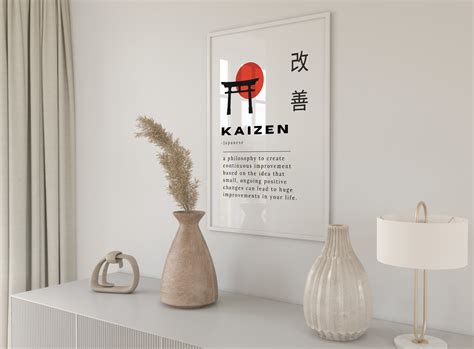 POSTER Kaizen Japanese Definition Wall Art Minimalist Black And White