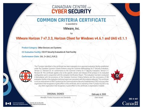 PDF COMMON CRITERIA CERTIFICATE 2019 03 04 Version 3 1 Revision