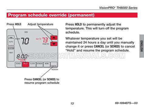 Honeywell Visionpro 8000 Operating Manual