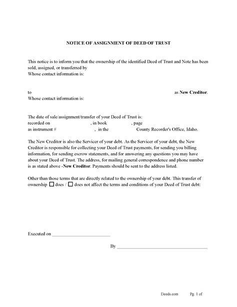 Twin Falls County Assignment Of Deed Of Trust Form Idaho Deeds