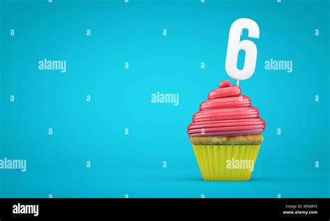 Number 6 Birthday Celebration Cupcake 3d Rendering Stock Photo Alamy