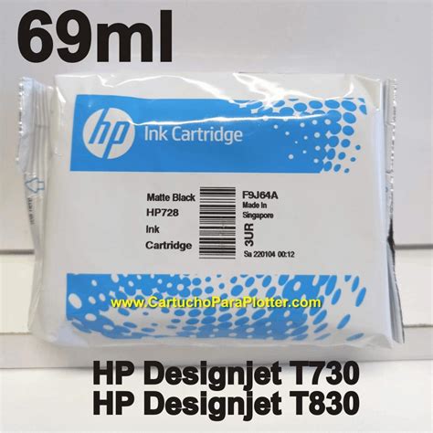 Cartucho De Tinta HP 728 Tinta Preto Fosco MK 69ml F9J64A Para