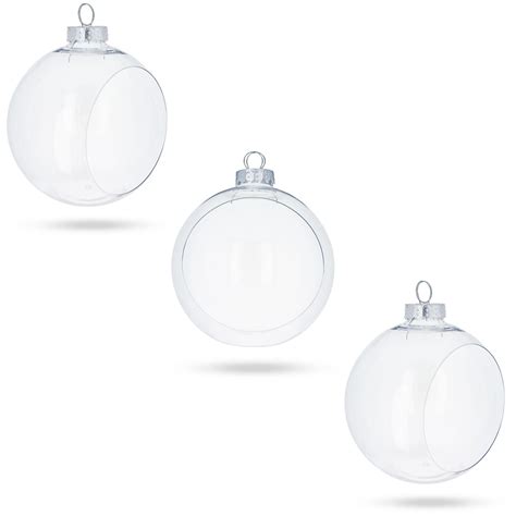 Set Of 3 Clear Plastic Christmas Ball Ornaments With Cutout Openings Diy Craft 36 Inches Michaels