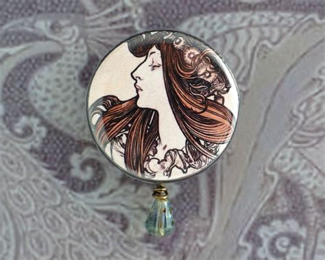 Vintage Art Pin Button Art Nouveau Style Accessory Unique - Etsy