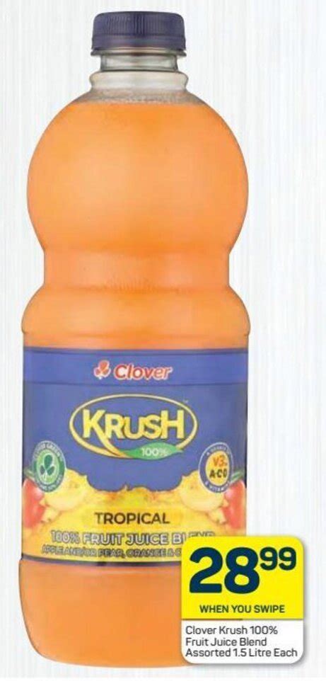 Clover Krush Fruit Juice Blend Assorted 1 5 Litre Offer At Pick N Pay